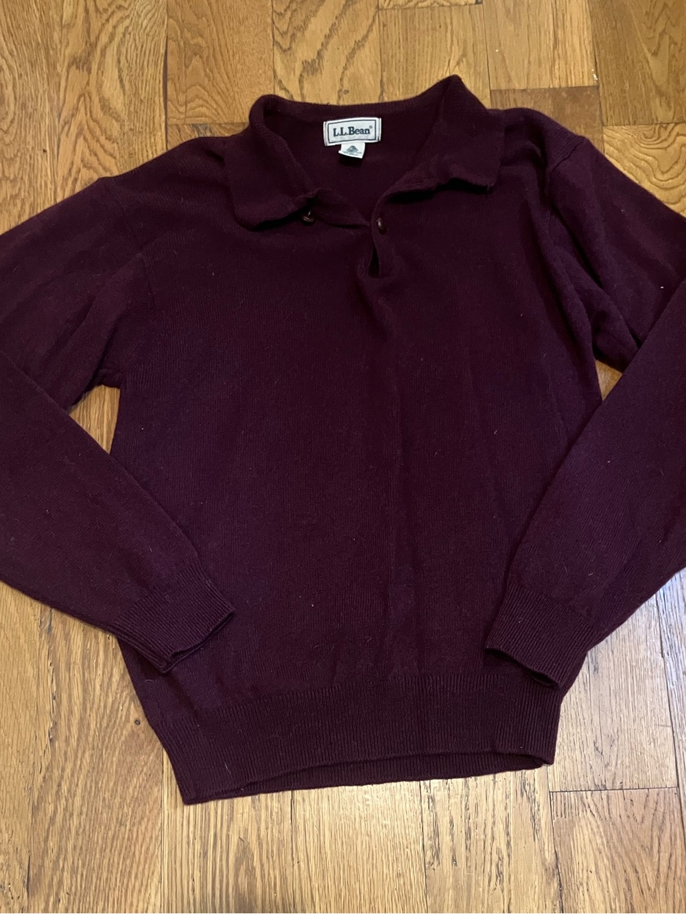 L.L. Bean Vintage Henley Button Sweater Men's S Small Maroon 100% Lambswool
